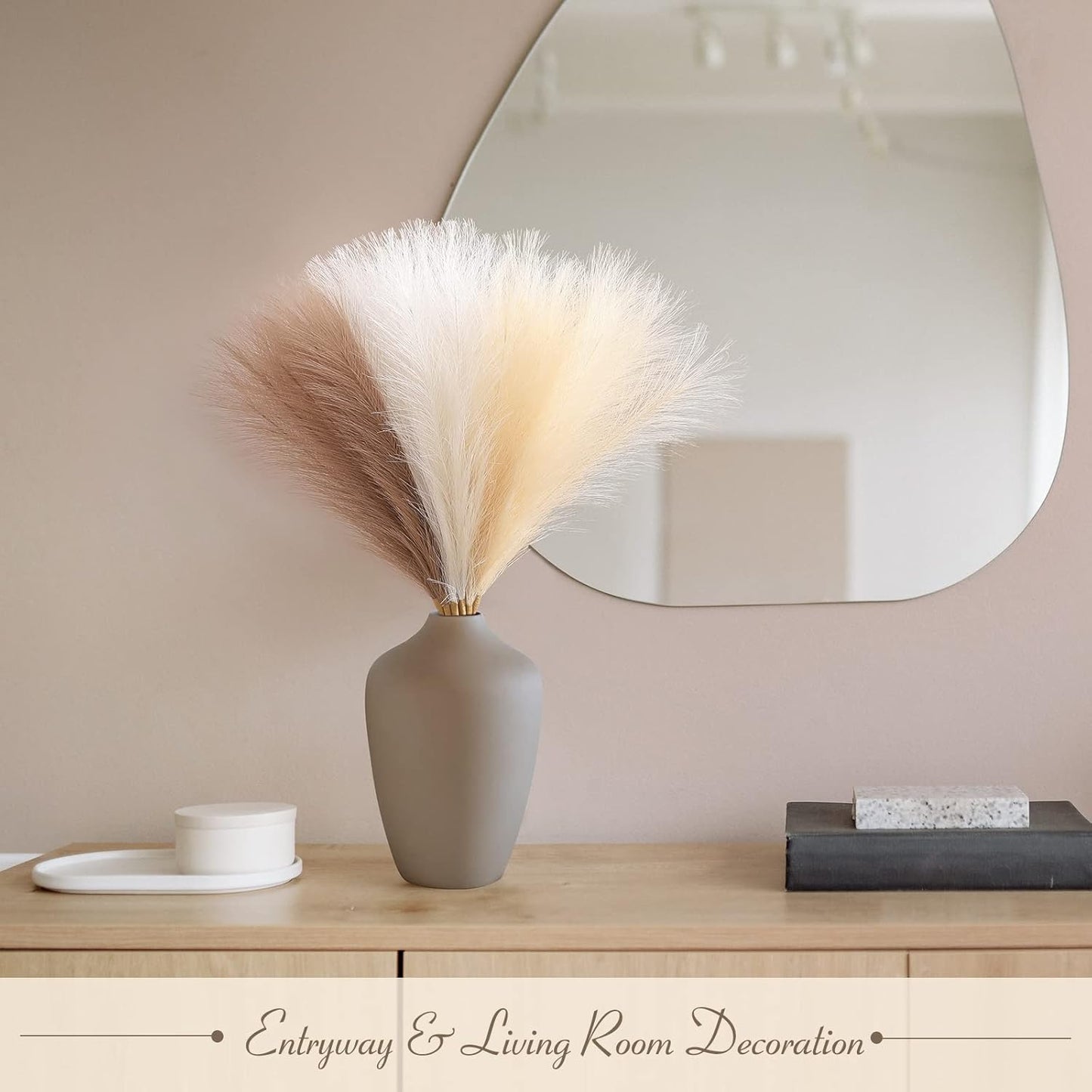 Artificial Pampas Grass Decor Boho Decor / Ivory & Beige & Sand / 17 Inch / 17.7 Inch / Set of 6