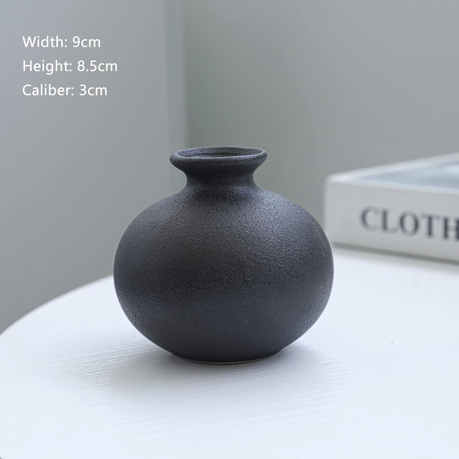 Ceramic Vase / Mini Decorative Vases for Rustic Weddings & Home Decor / Black / Set of 5