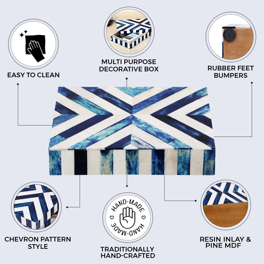 Small Organizer Box / CHEVRON BLUE / 8 x 5 x 1.5