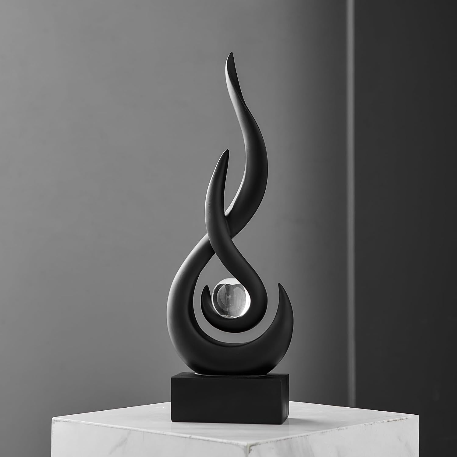 Resin Art Flame Figurines / Black-13.7"h