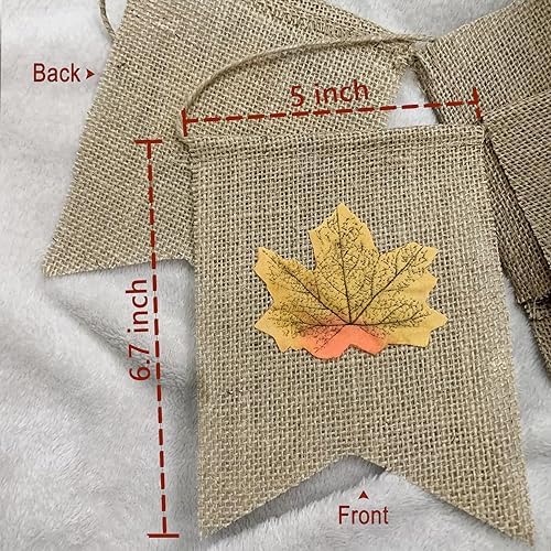 Thankful Burlap Banner Fall Autumn Maple Leaves Rustic Burlap Harvest Banner for Mantel Fireplace Wall Hanging for Welcome Home Office School Party Decor Thanksgiving Decoration Grateful Blessed Wall