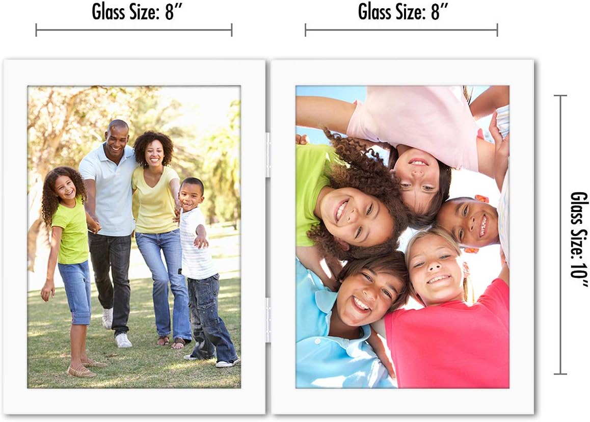 Americanflat Hinged 8x10 Picture Frame with Shatter-Resistant Glass - Double Picture Frames with Engineered Wood