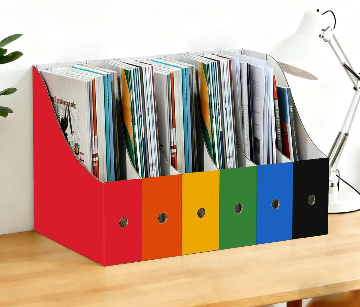 Limitliho 24 Pack Six color Cardboard Magazine Holder for Desk or Shelves