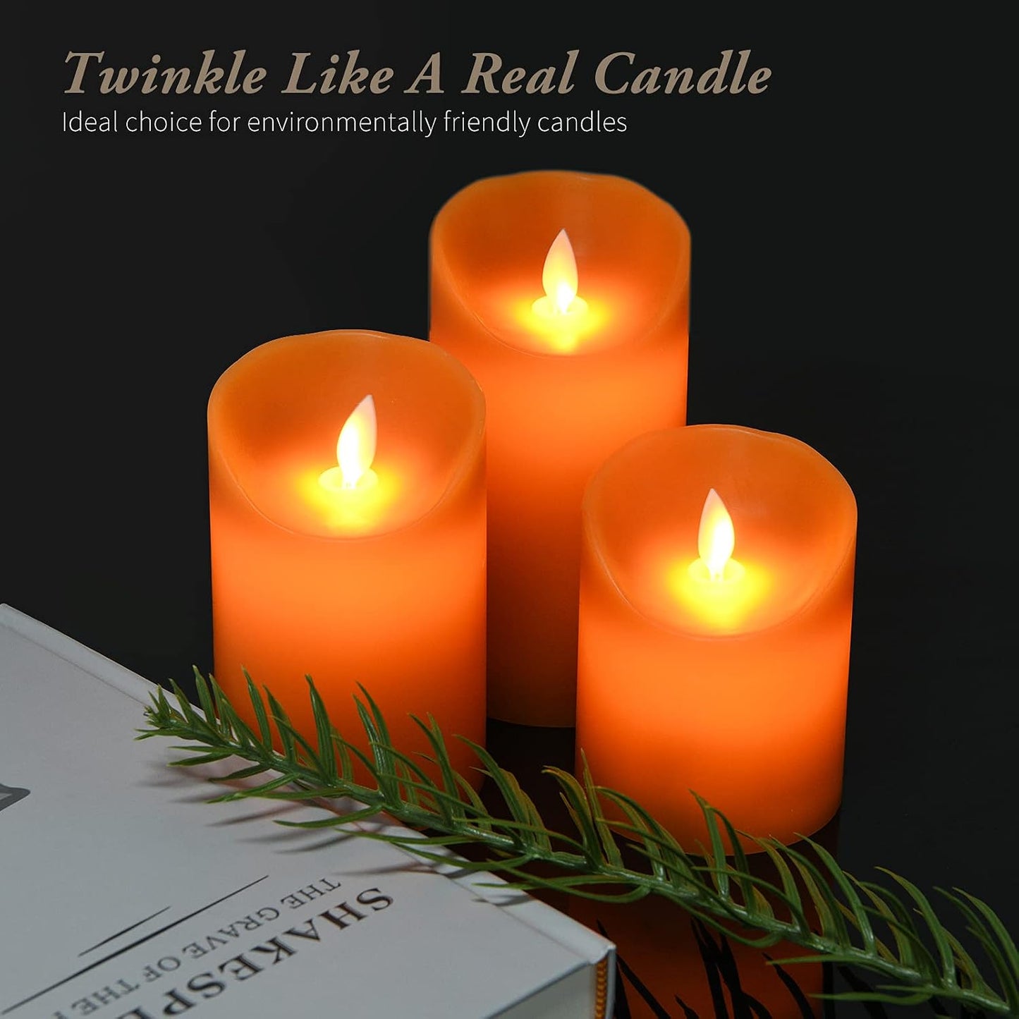AKU TONPA Real Wax Flickering Flameless Candles Battery Operated LED Fake Candle Set with Remote Control and Timer for