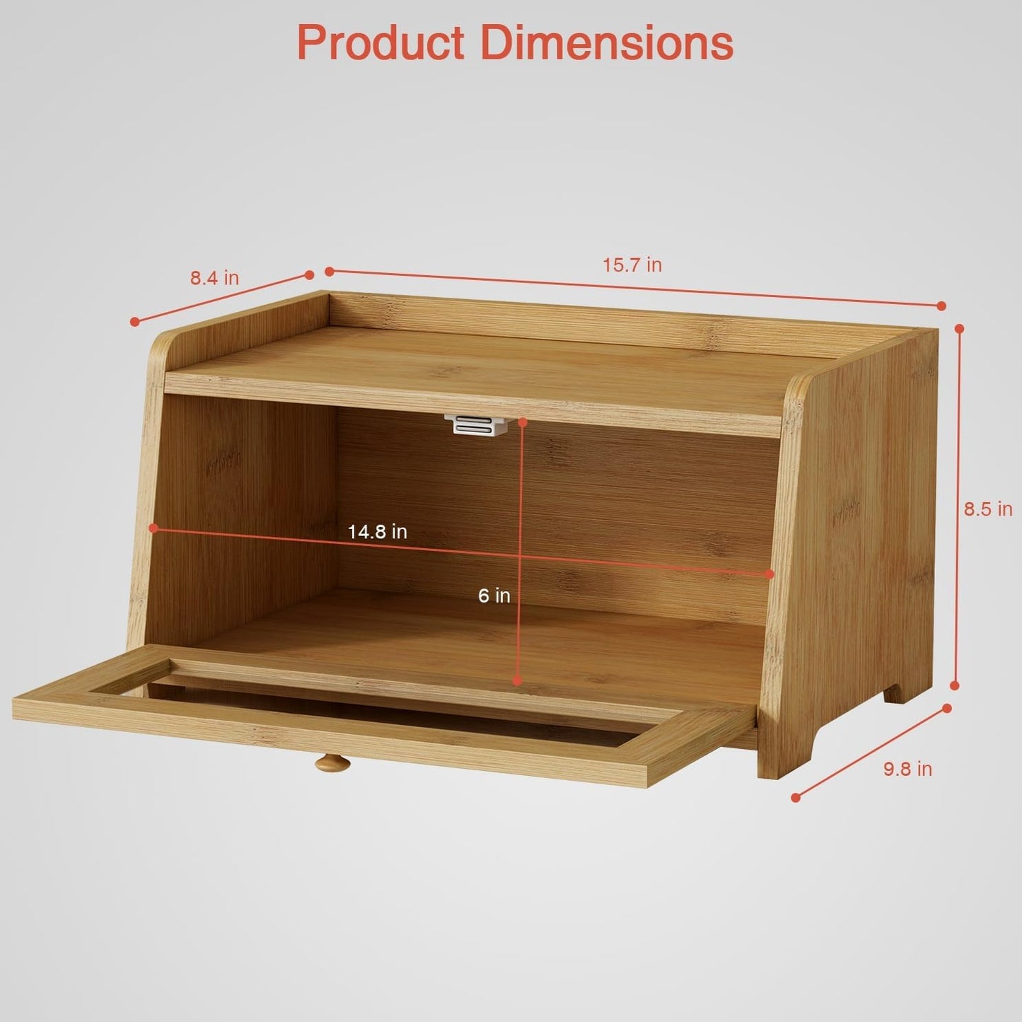 Goozii Wood Bread Box for Kithcen Countertop, Rustic Breadox Storage Container for Homemade Bread, Small Compact Bread