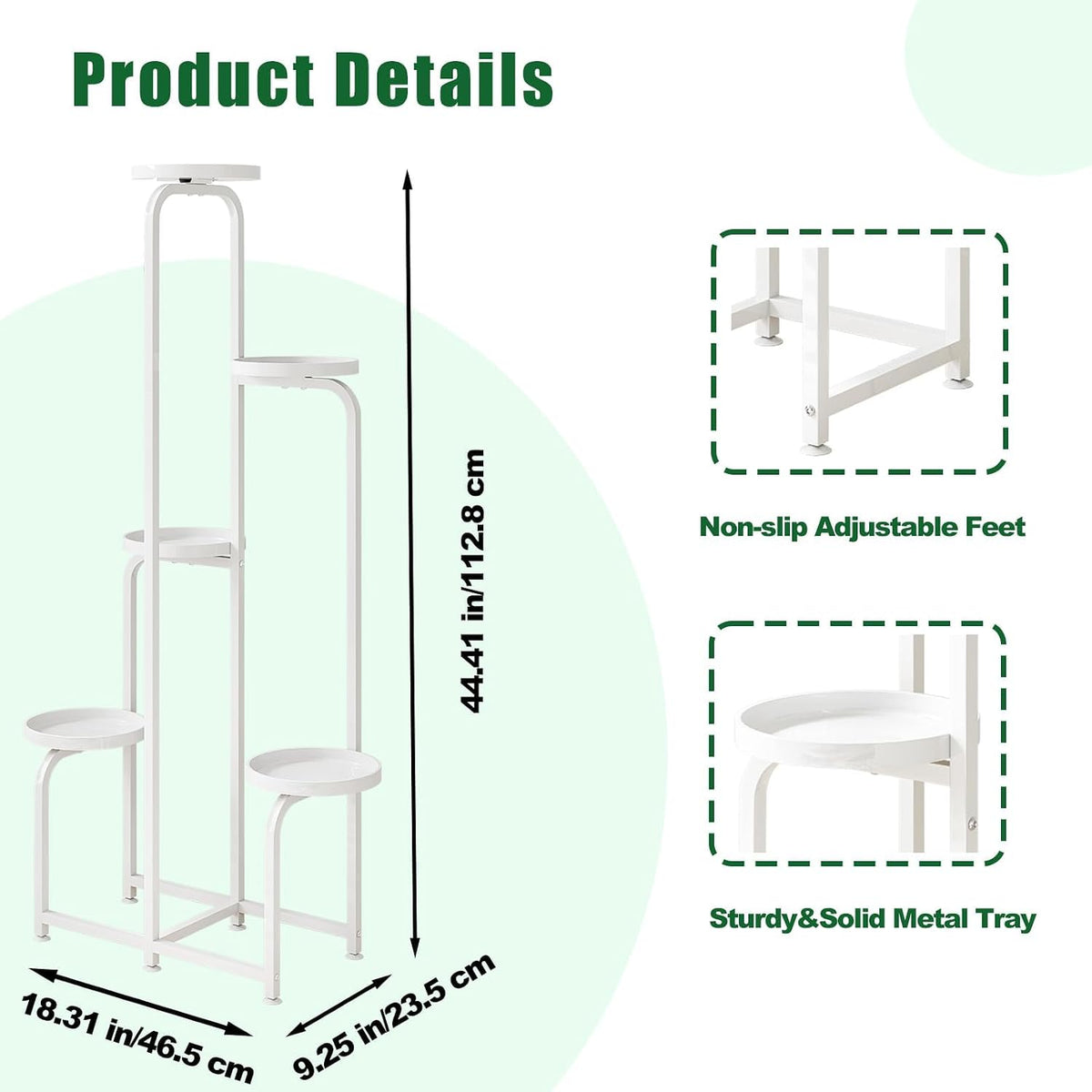 INGIORDAR Plant Stand Indoor Outdoor Corner Tall Plant Shelf 5 Tier Metal | Space-saving Tiered Design Displays