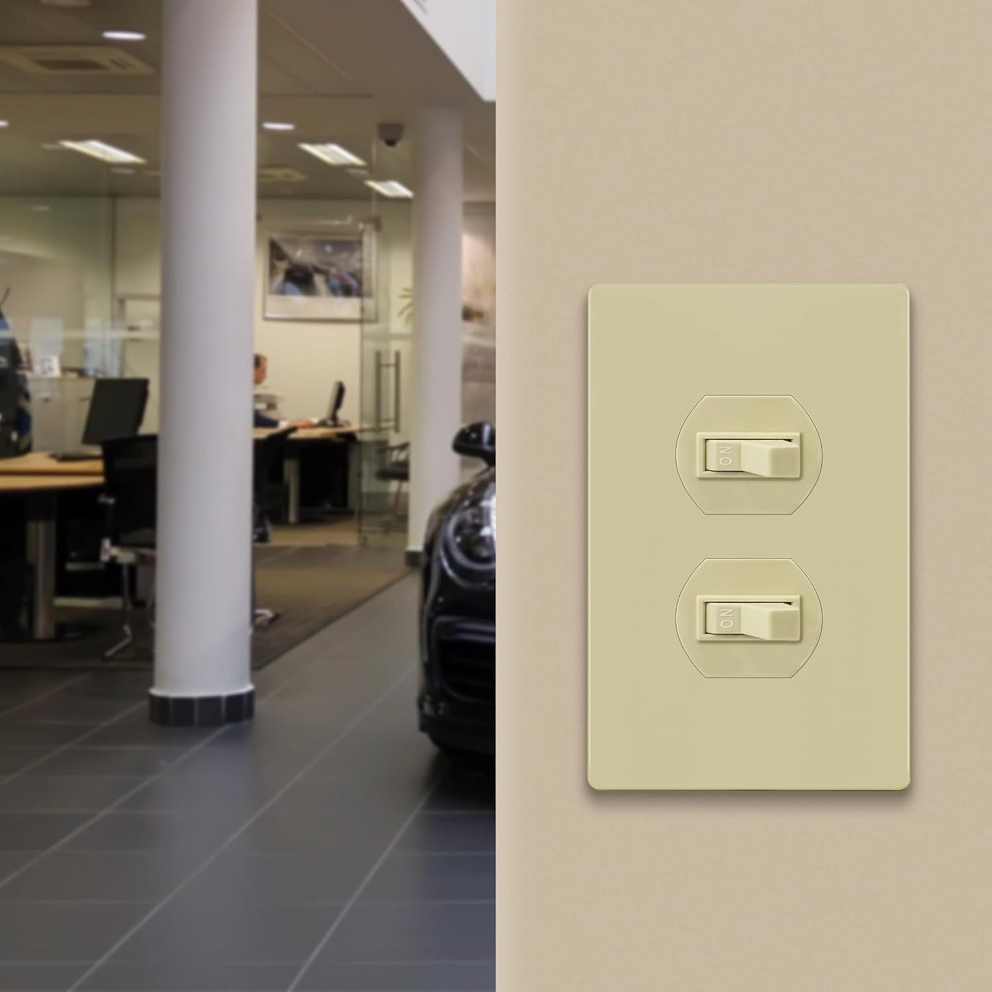 ENERLITES 5 Pack Screwless Duplex Outlet Covers Wall Plate, 1-Gang, Ivory | Child safety, modern & clean finish
