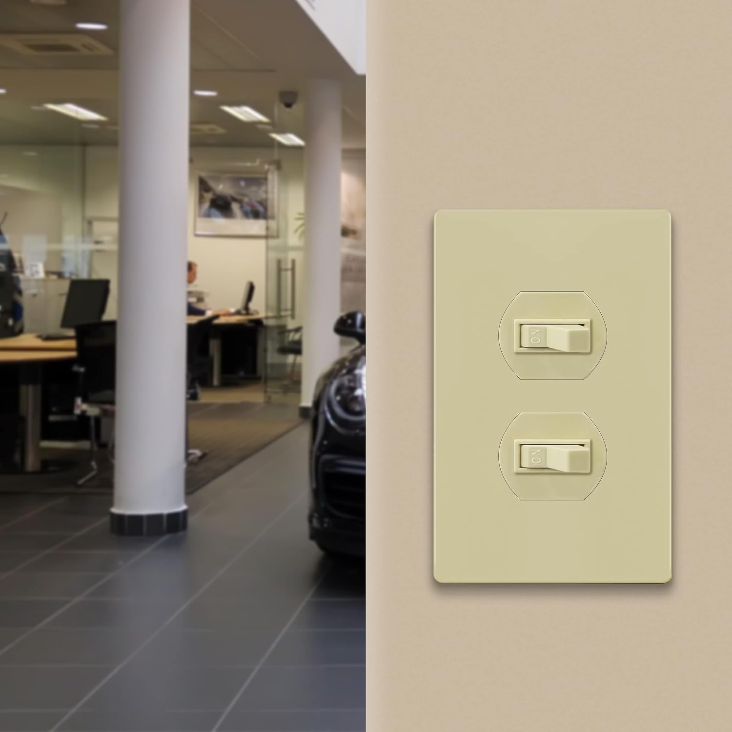 ENERLITES 5 Pack Screwless Duplex Outlet Covers Wall Plate, 1-Gang, Ivory | Child safety, modern & clean finish