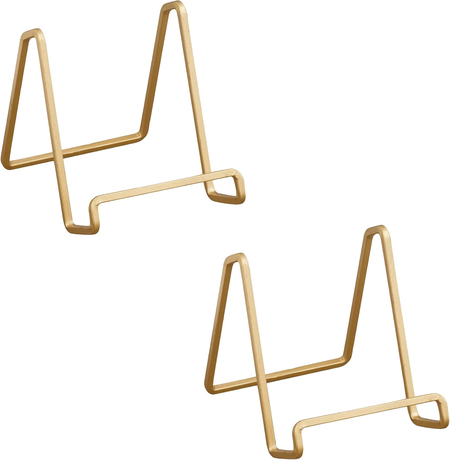 TRIPAR 6-Pack 3-Inch Metal Gold Painted Square Book Holder/Stand, Wire Mini Easel, Small Photo Stands for Table