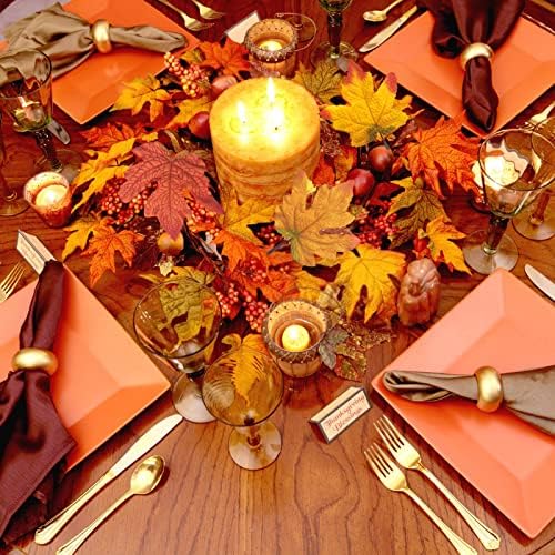 50Pcs Fall Artificial Maple Leaves Assorted Bulk for Crafts Decor