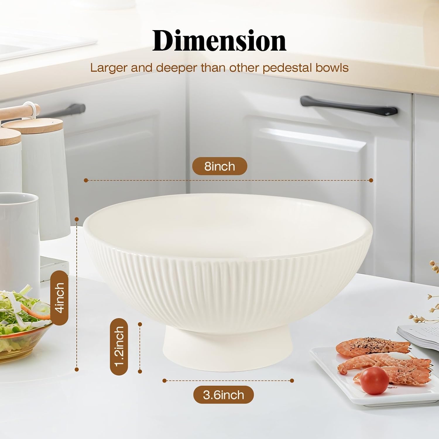 Decorative Bowl Fruit Bowl / Cream White / Modern / 8 Inch