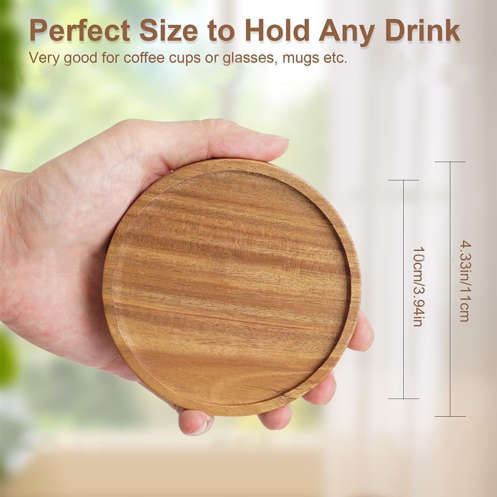Holder / Acacia Wood Coasters / Set of 5