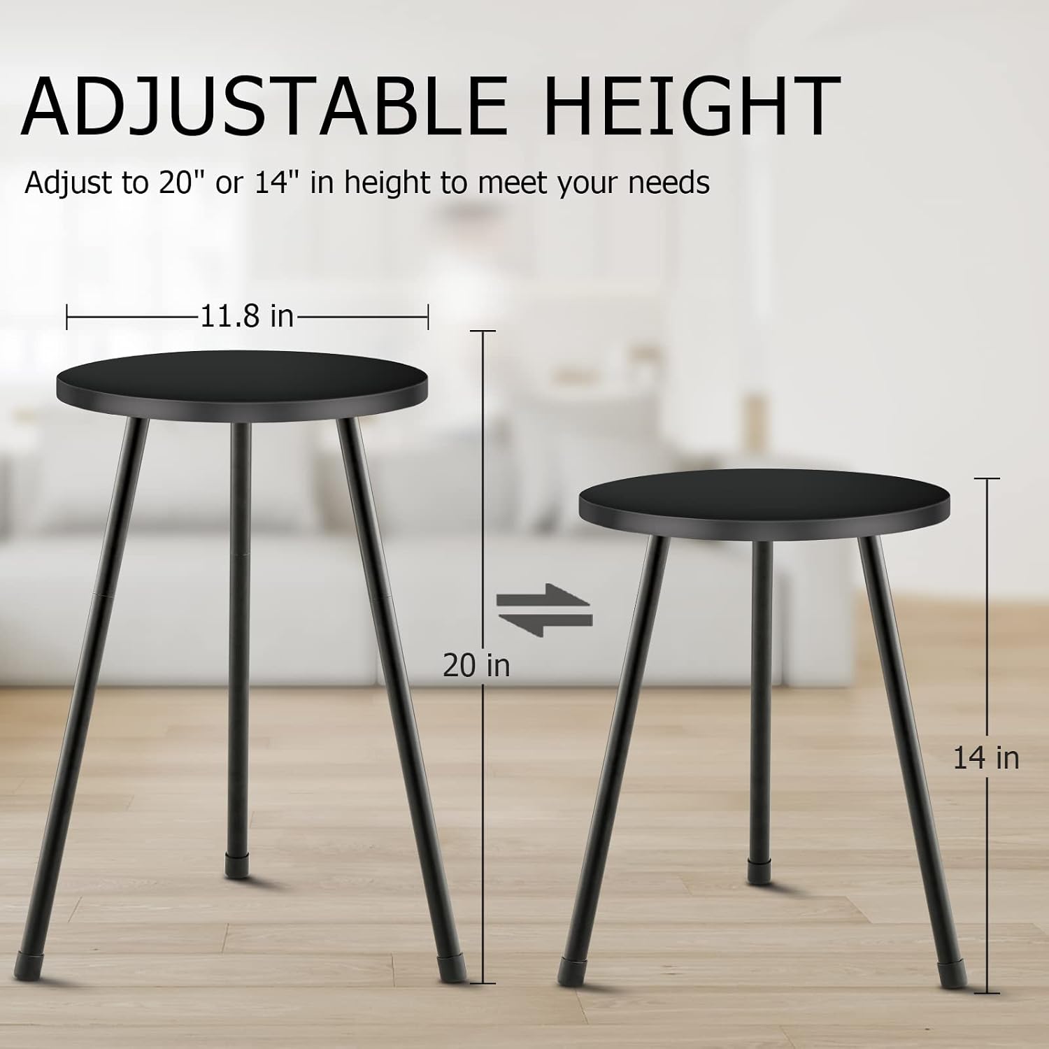 KINNARY Tall Plant Stand, Mid Century Wood Indoor Plant Stand Black Plant Table for Flower Pots, Metal Plant Holder