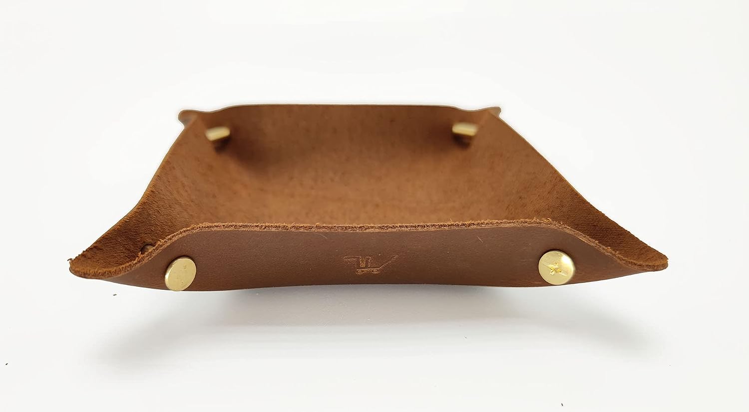 Leather Valet Tray Entryway Catchcall Tray Nightstand Organizer / Cinnamon-crazy Horse Leather