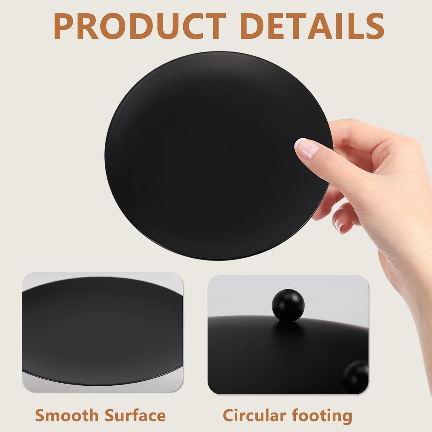 Candle Stand Plate / Black / 4 Inch / Set of 8