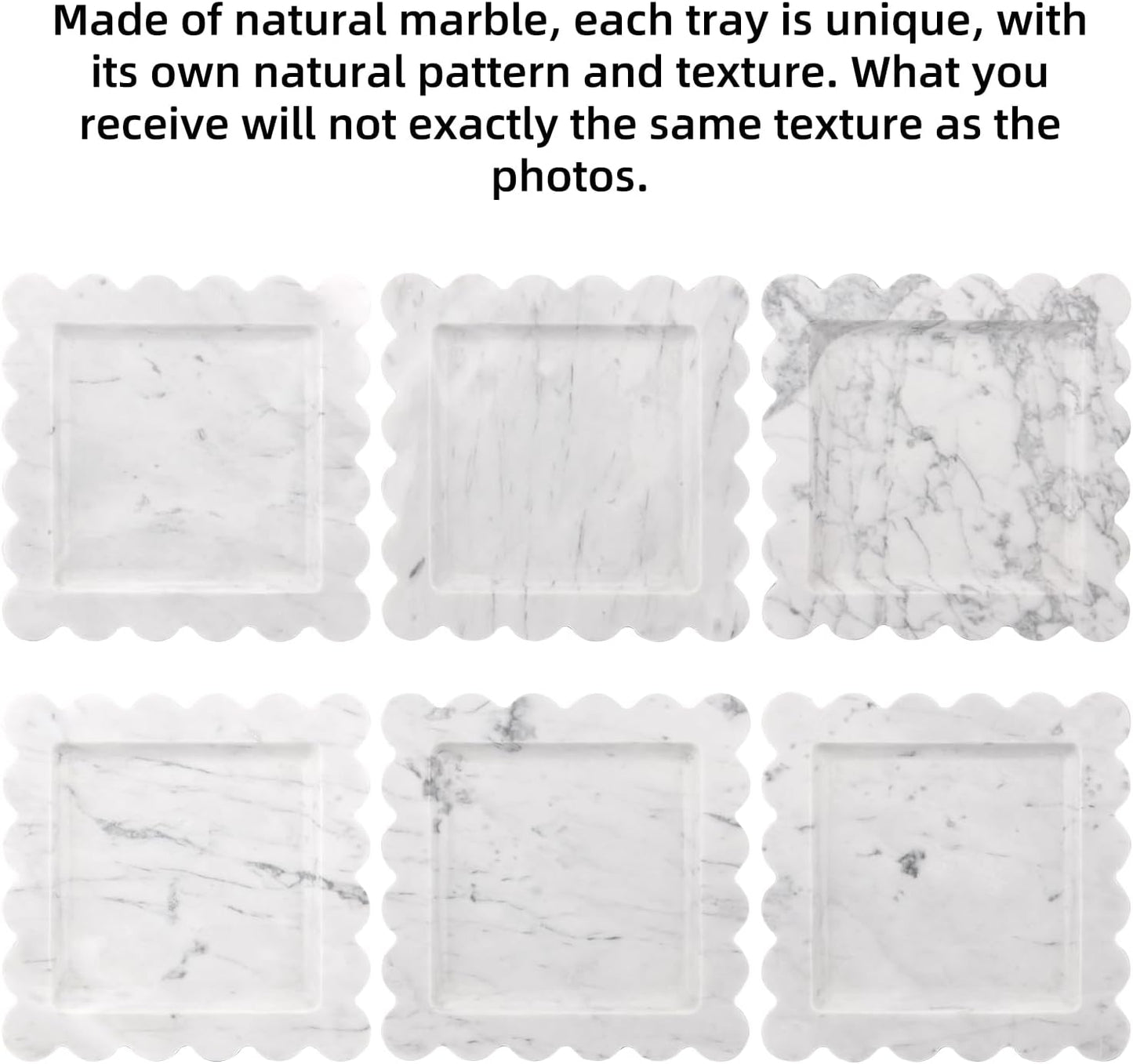 Square Marble Decorative Tray / Carrara White / 8 x 8 x 0.8