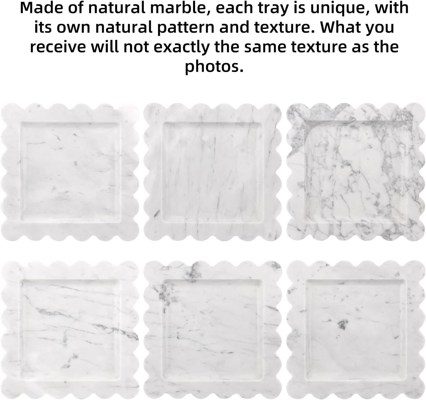 Square Marble Decorative Tray / Carrara White / 8 x 8 x 0.8