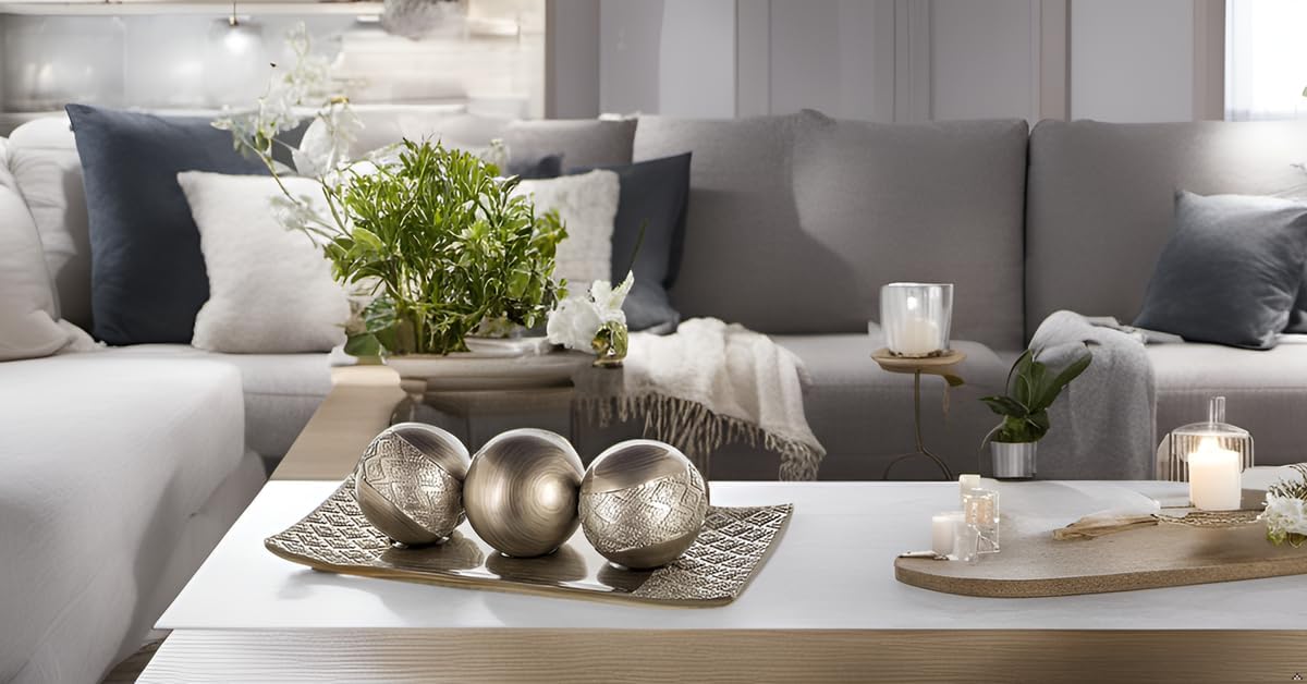 Dublin Decorative Tray and Orbs Balls Set / Silver