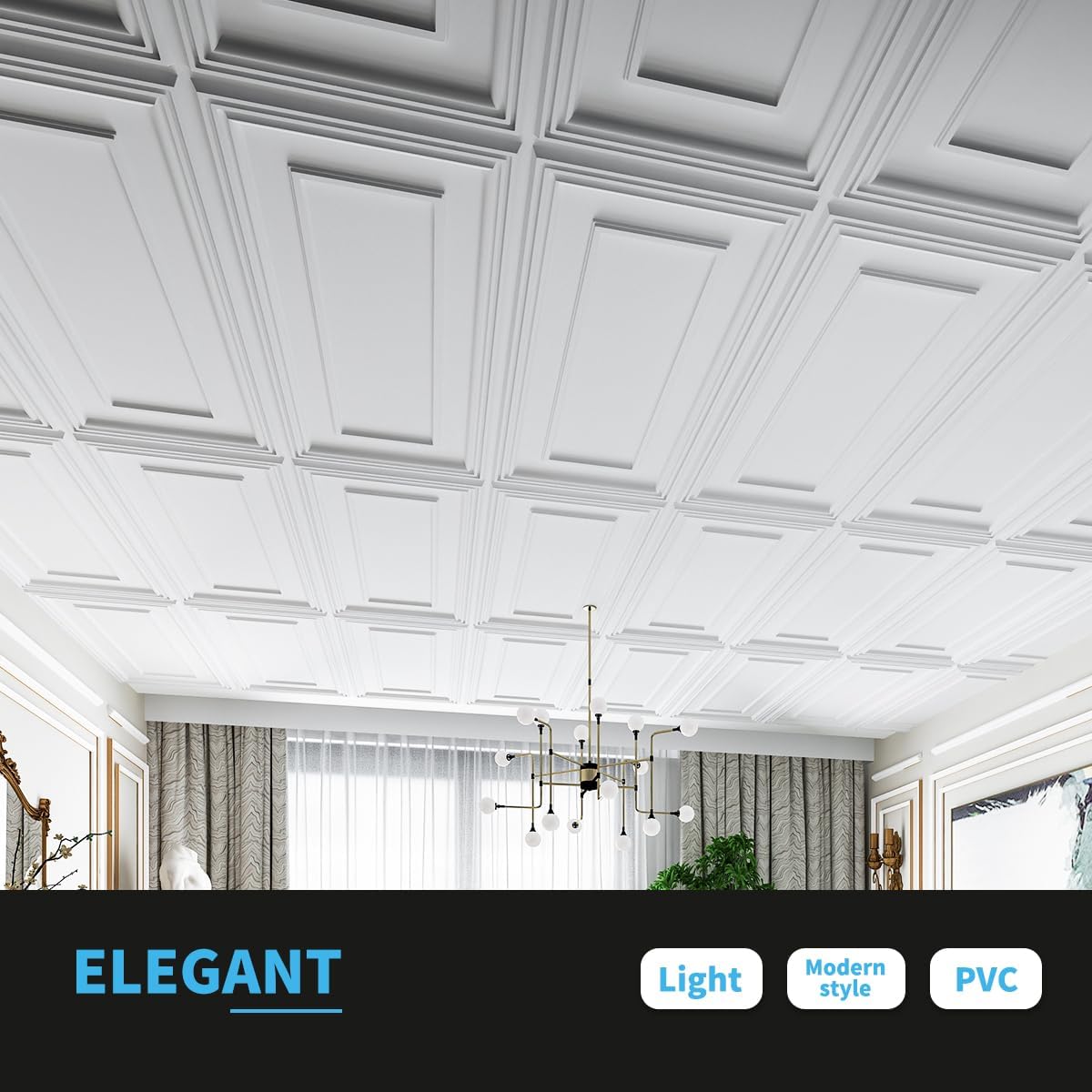 Drop Ceiling Tiles / 24 x 48 / White / Set of 12