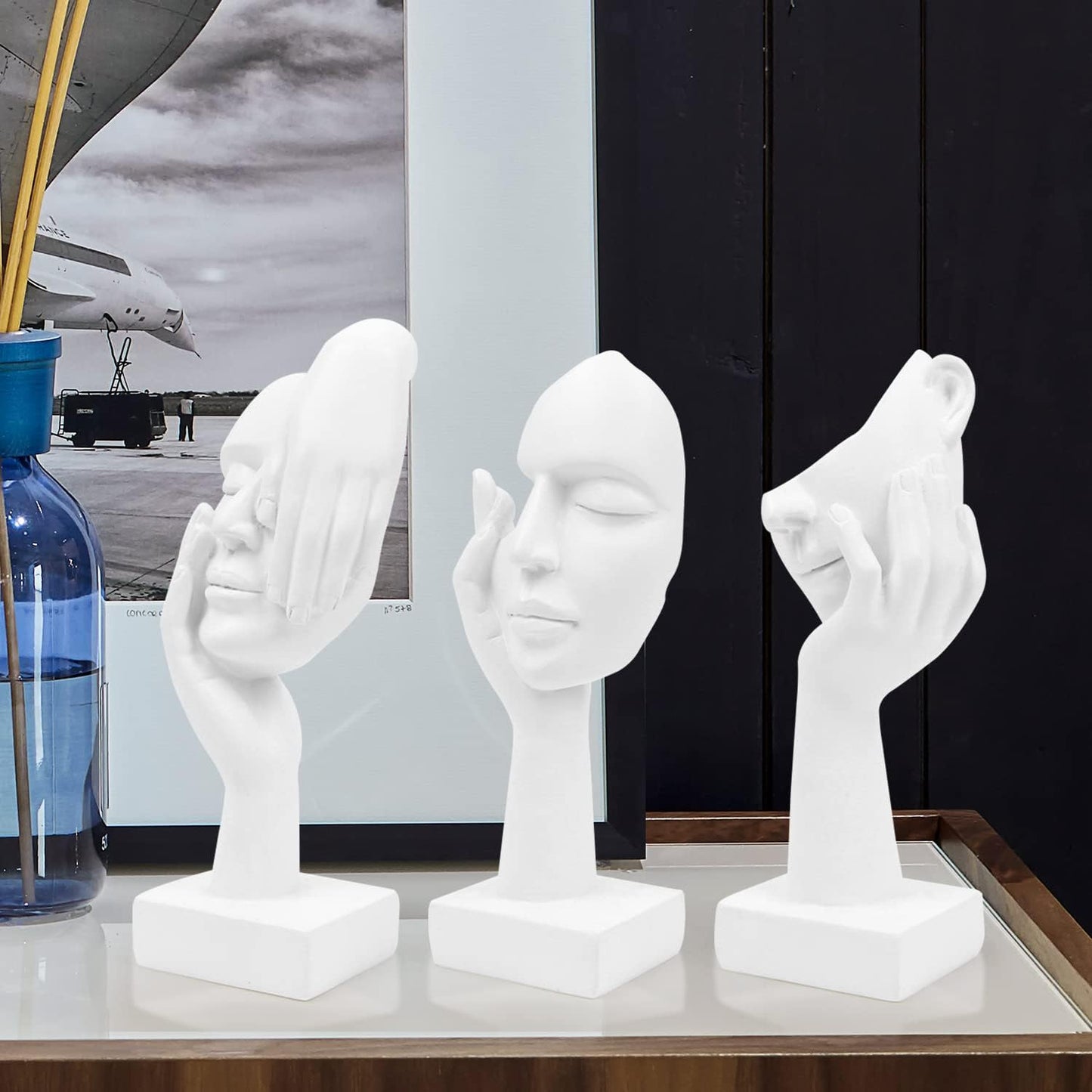 Thinker Statue / Collectible Figurines / White-2 / Set of 3