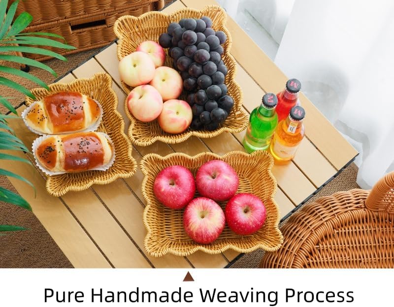 Wave Shaped Woven Dining Basket Set / Set of 3
