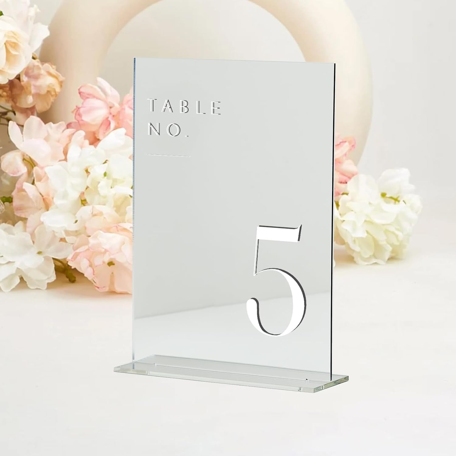 Sliver Wedding Table Numbers 1-15 with Stands, 5"x7" Sliver Mirror Acrylic Table Numbers for Wedding Reception (Sliver