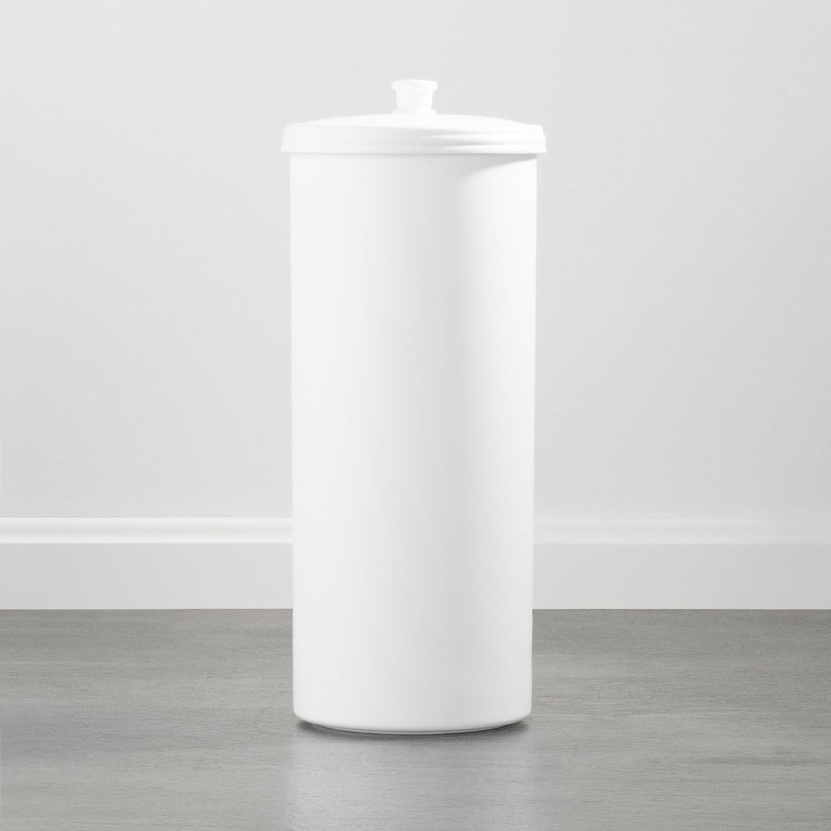 iDesign Freestanding Bathroom Toilet Paper Storage Holder, 2-Pack, White | With Lid, Holds 3 Extra Rolls