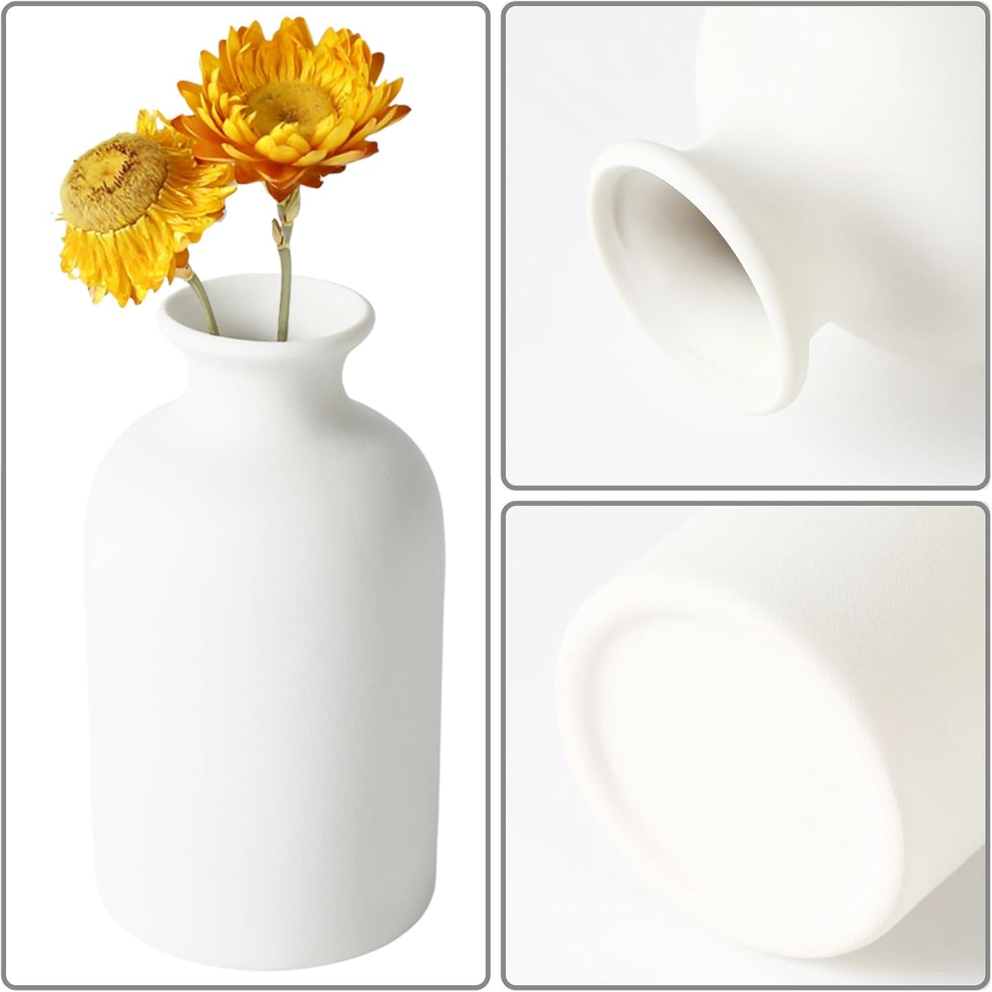 White Vase Ceramic Vases / Medium / White-a / 5.6 Inch / Set of 6