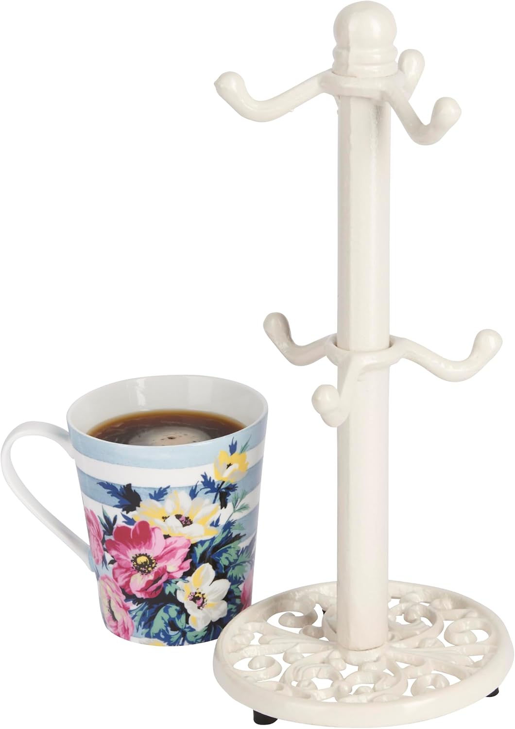 Kitchen Craft Traditional-Style Cast Iron Mug Tree Stand, White, 30x13x13 cm