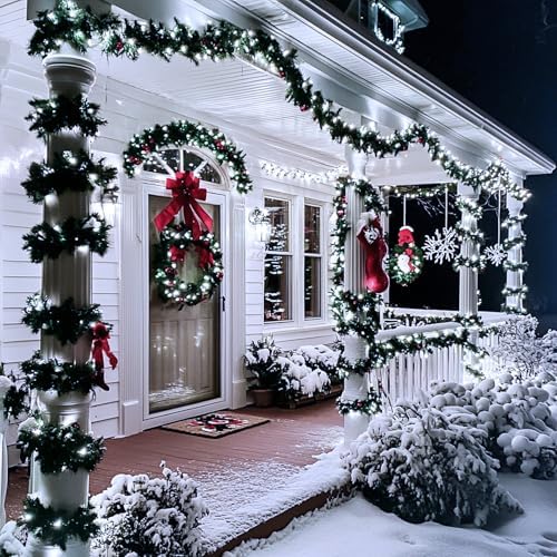 JMEXSUSS 66ft 200 LED White Christmas String Lights Indoor Outdoor Plug in