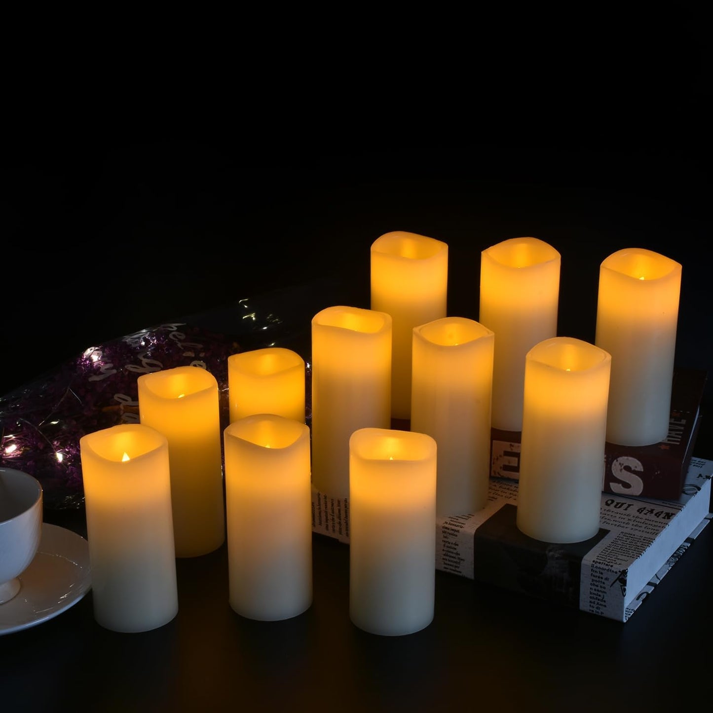 Flameless Candles Battery Operated Candles Real Wax Pillar LED Candles with 10-Key Remote and Cycling 24 Hours Timer