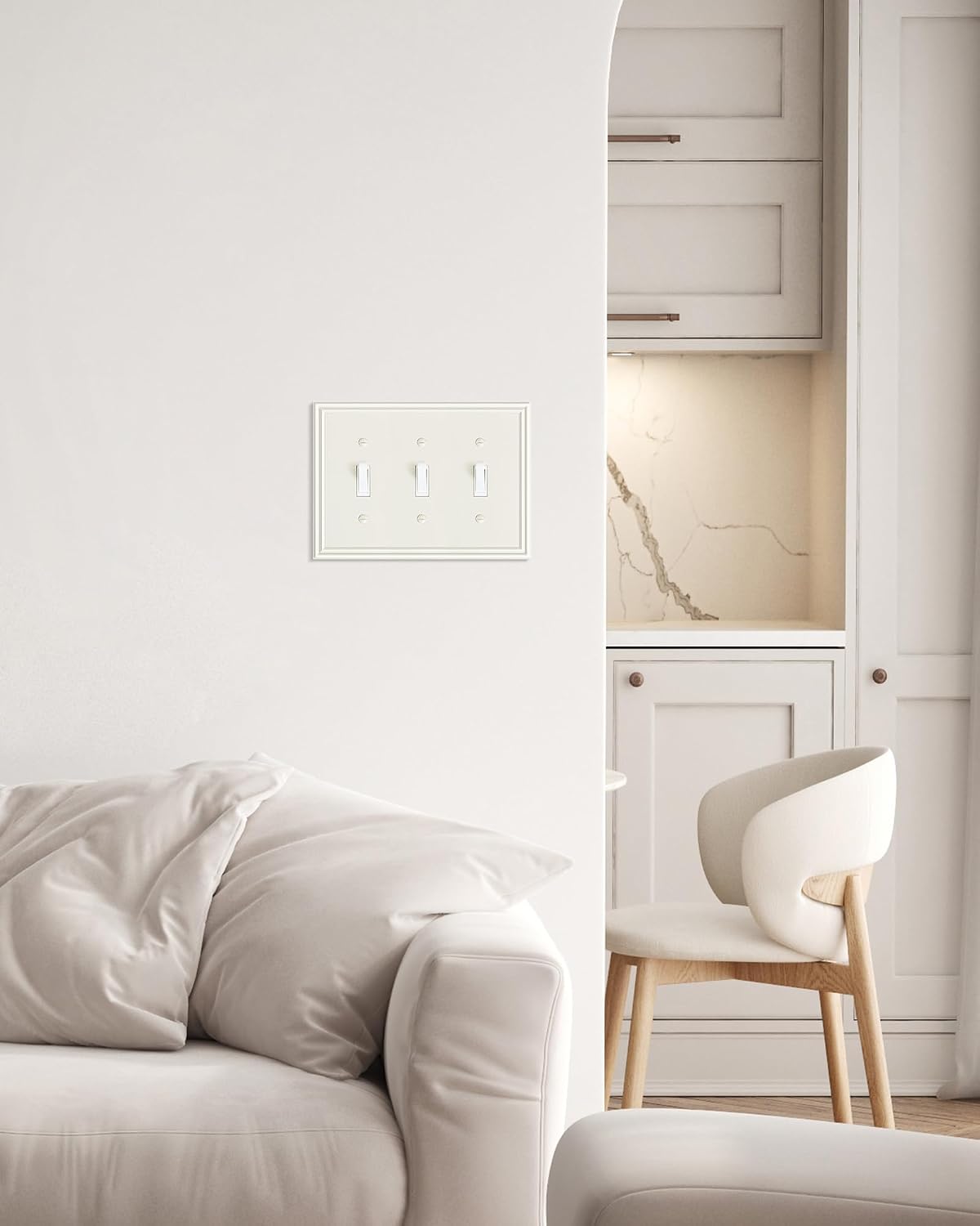 2-Pack Zinc Alloy Triple Toggle Light Switch Cover Plate, Solid Wall Plate | Durable Decorative Switch Plate Covers, 3