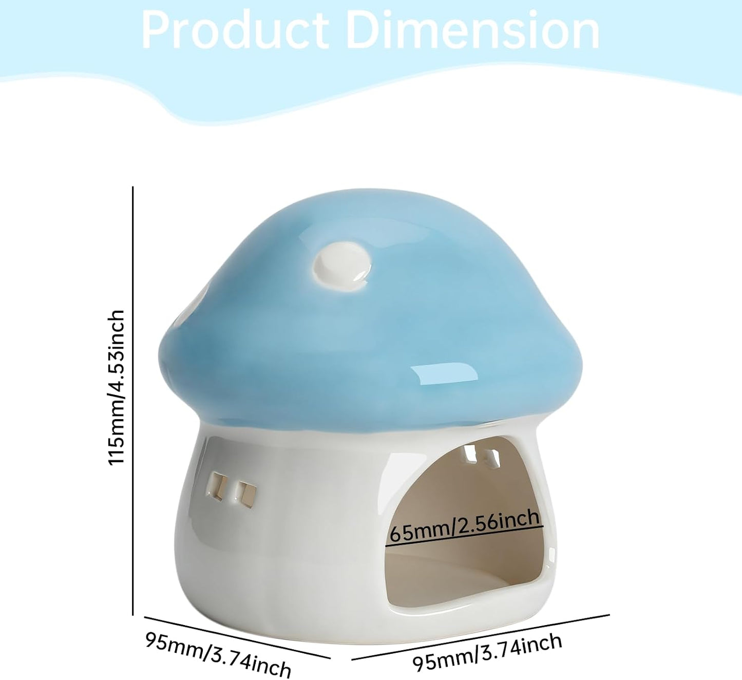 Ceramic Mushroom Aquarium Decor House Betta Fish Tank Accessories Decoration Hideout / Blue / Small