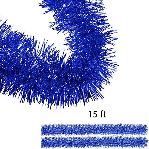 Shappy 90 ft 6 Rolls Christmas Tinsel Garland for Tree, Blue