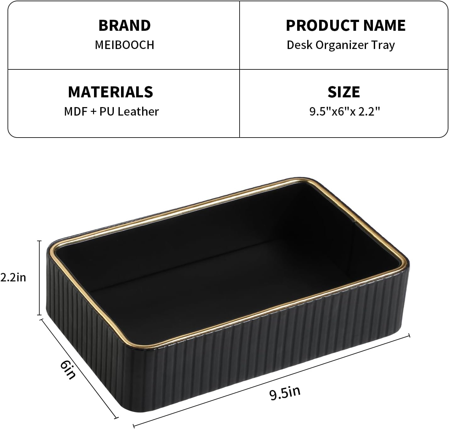 Desk Organizer Tray / Black / 9.5 x 6 x 2.2