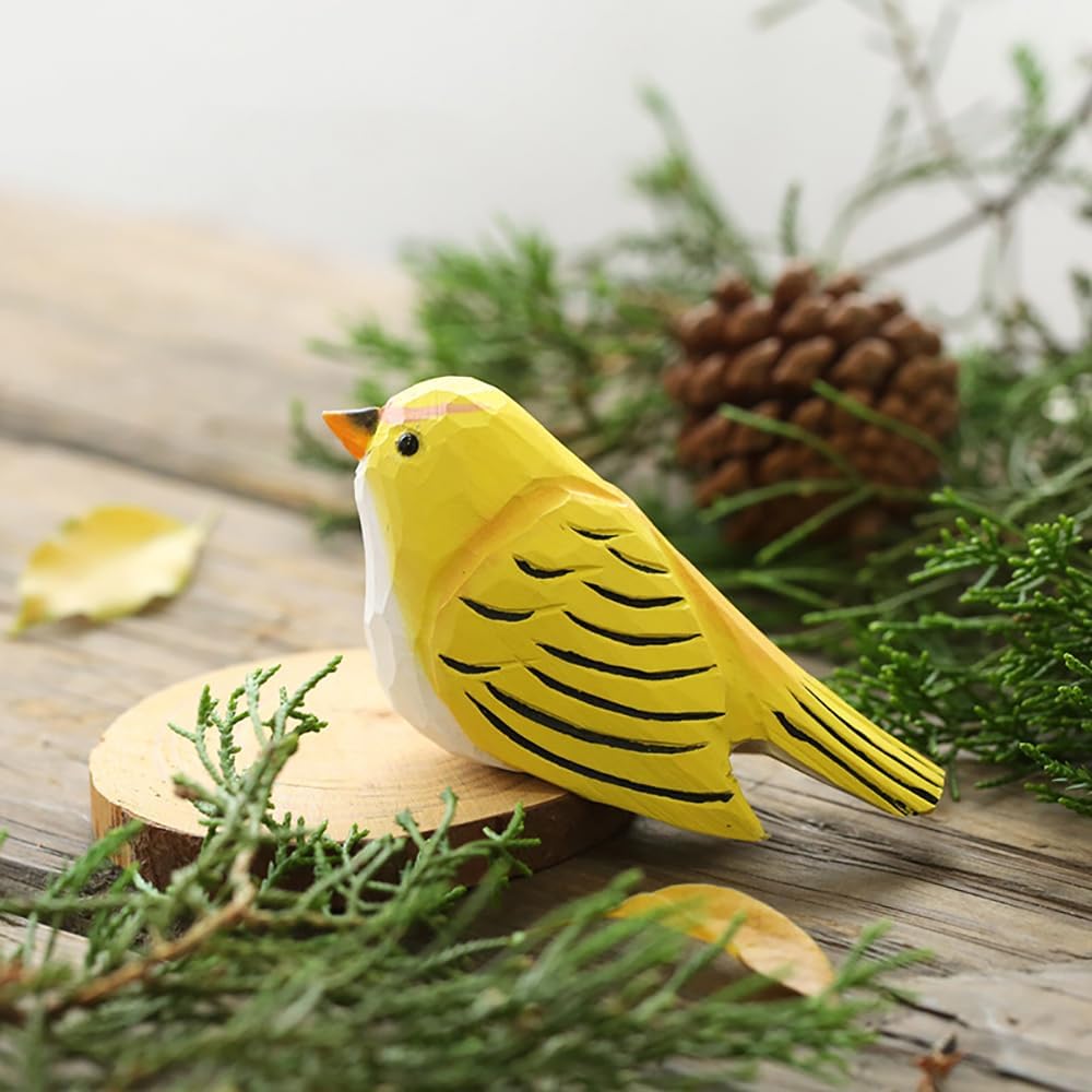 Bird Figurine / Vivid Bird Statue / Yellow Bird