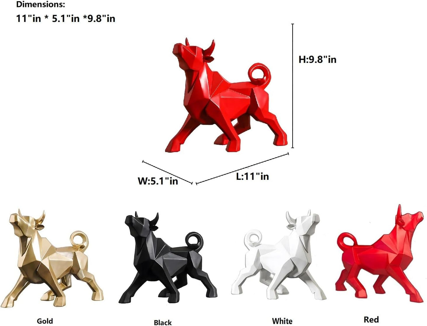 Geometric Resin Bullish Cattle Statues / Gold Bull