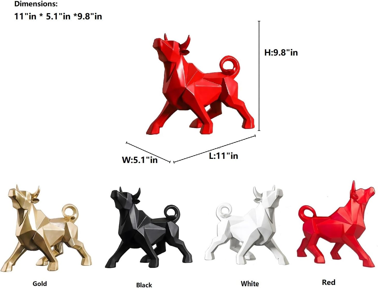 Geometric Resin Bullish Cattle Statues / Gold Bull