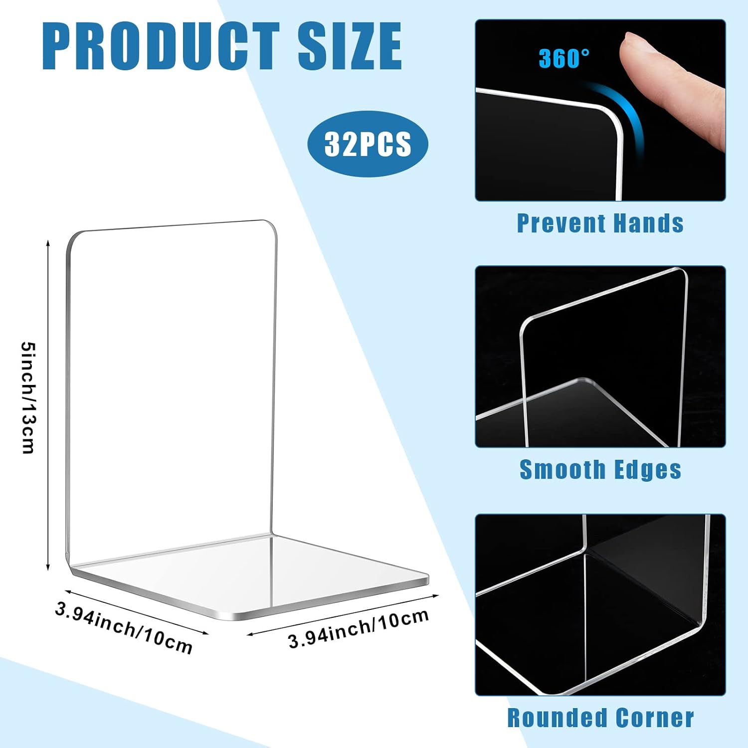 Plastic Book Ends Bulk Acrylic Bookends / Clear / Set of 32