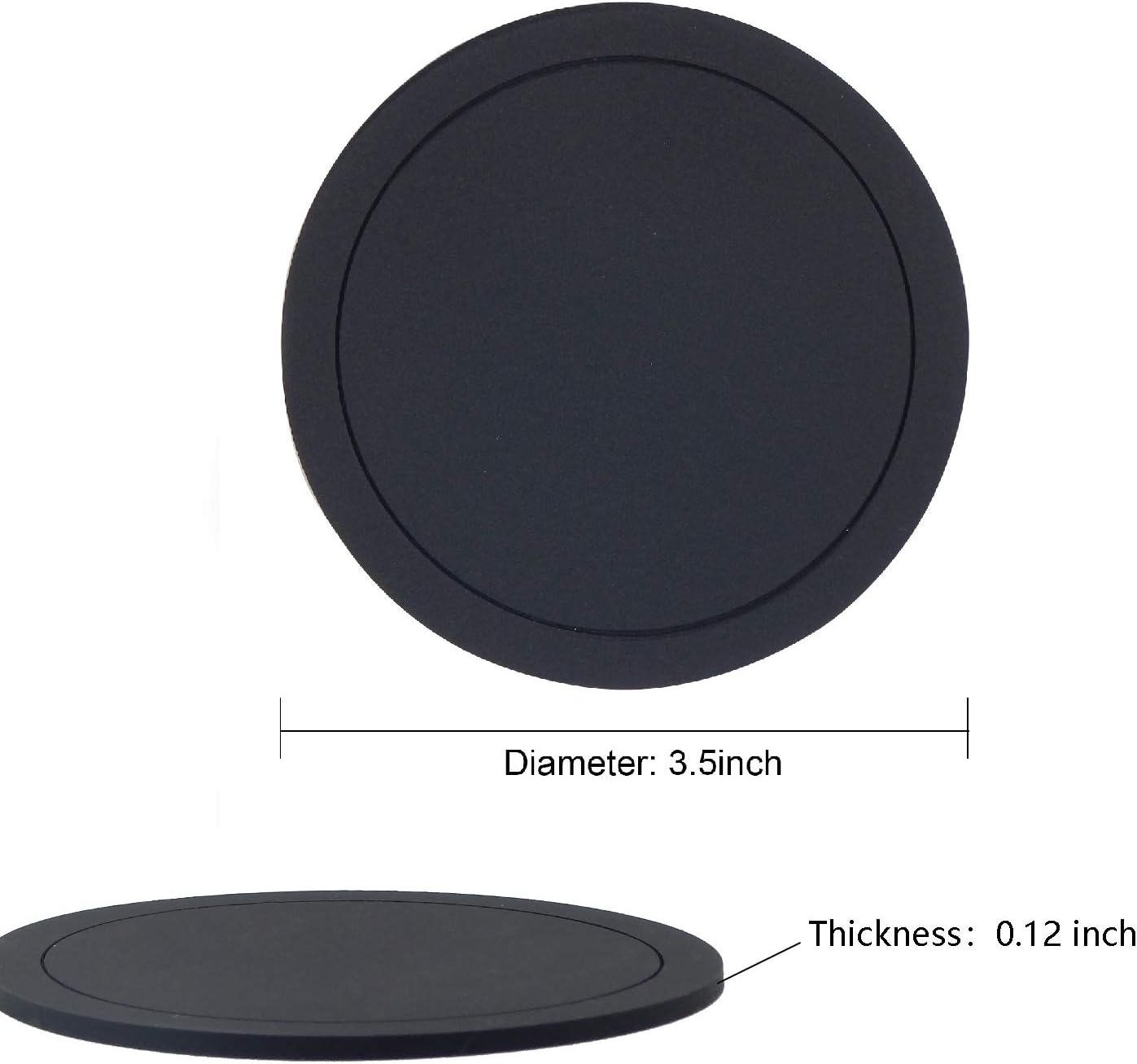 Holder Set / TOSSOW Silicone Coasters for Drinks / Black / Round / Set of 6