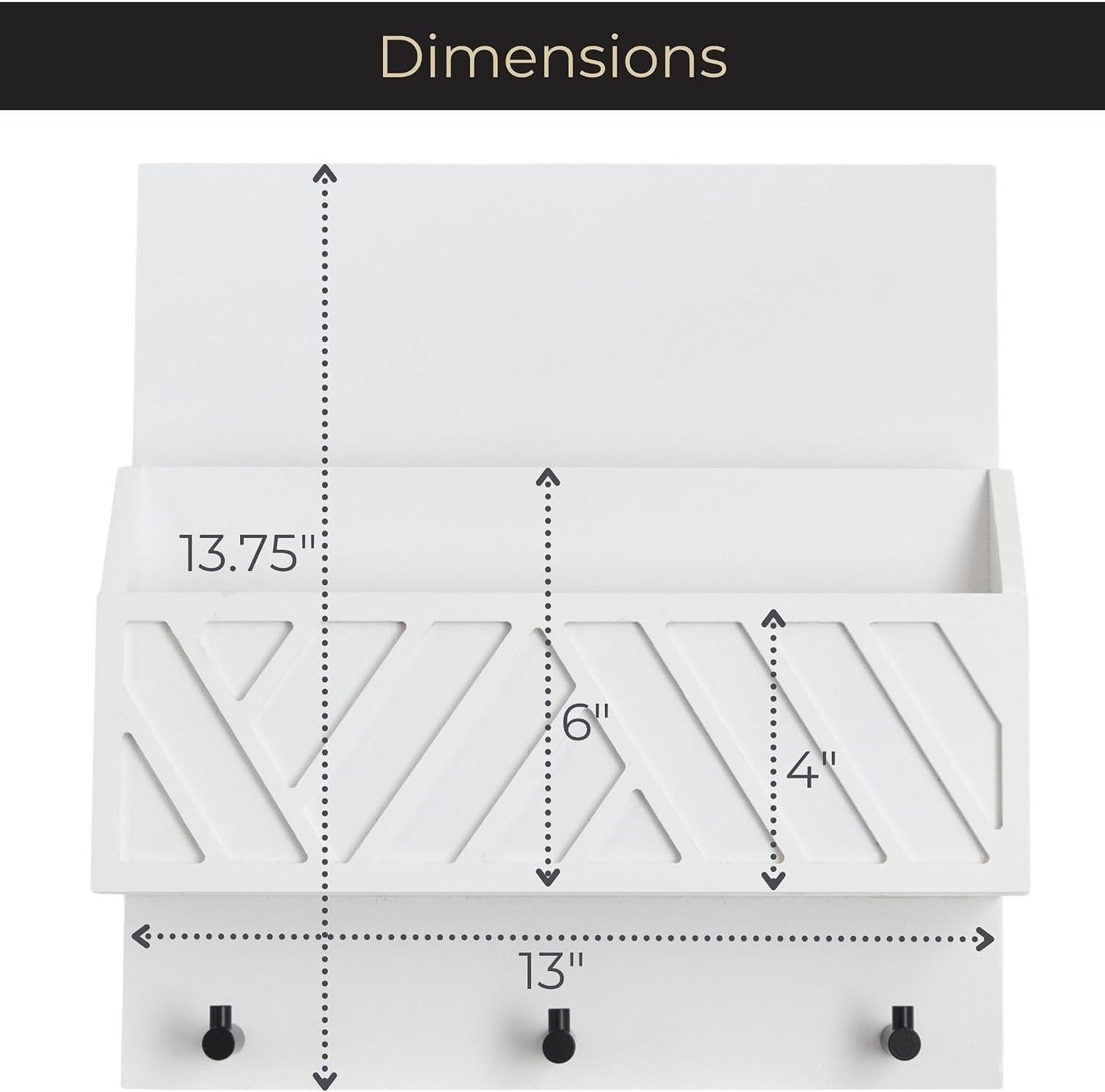 Mail Organizer / Wall Mount Key Holder / White