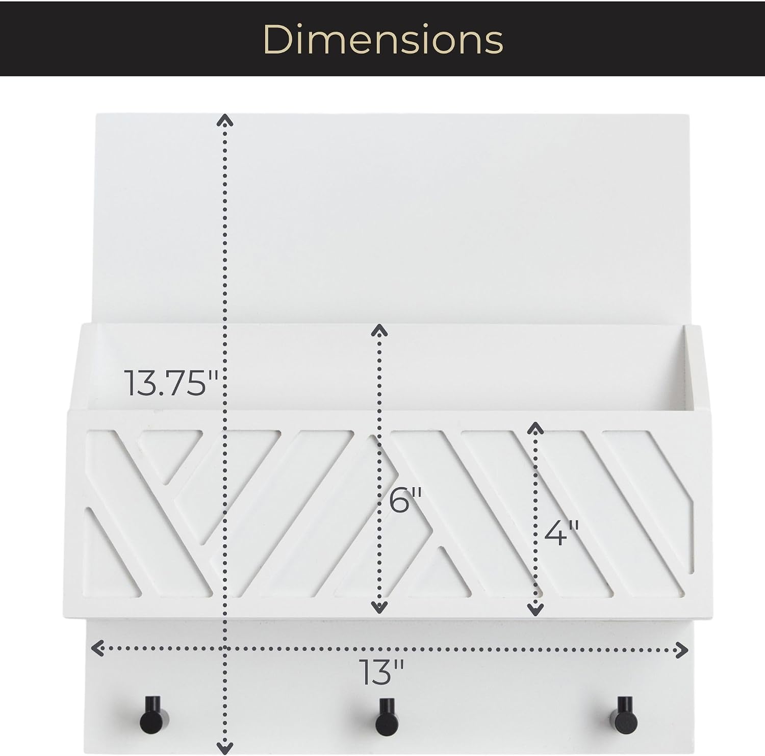 Mail Organizer / Wall Mount Key Holder / White