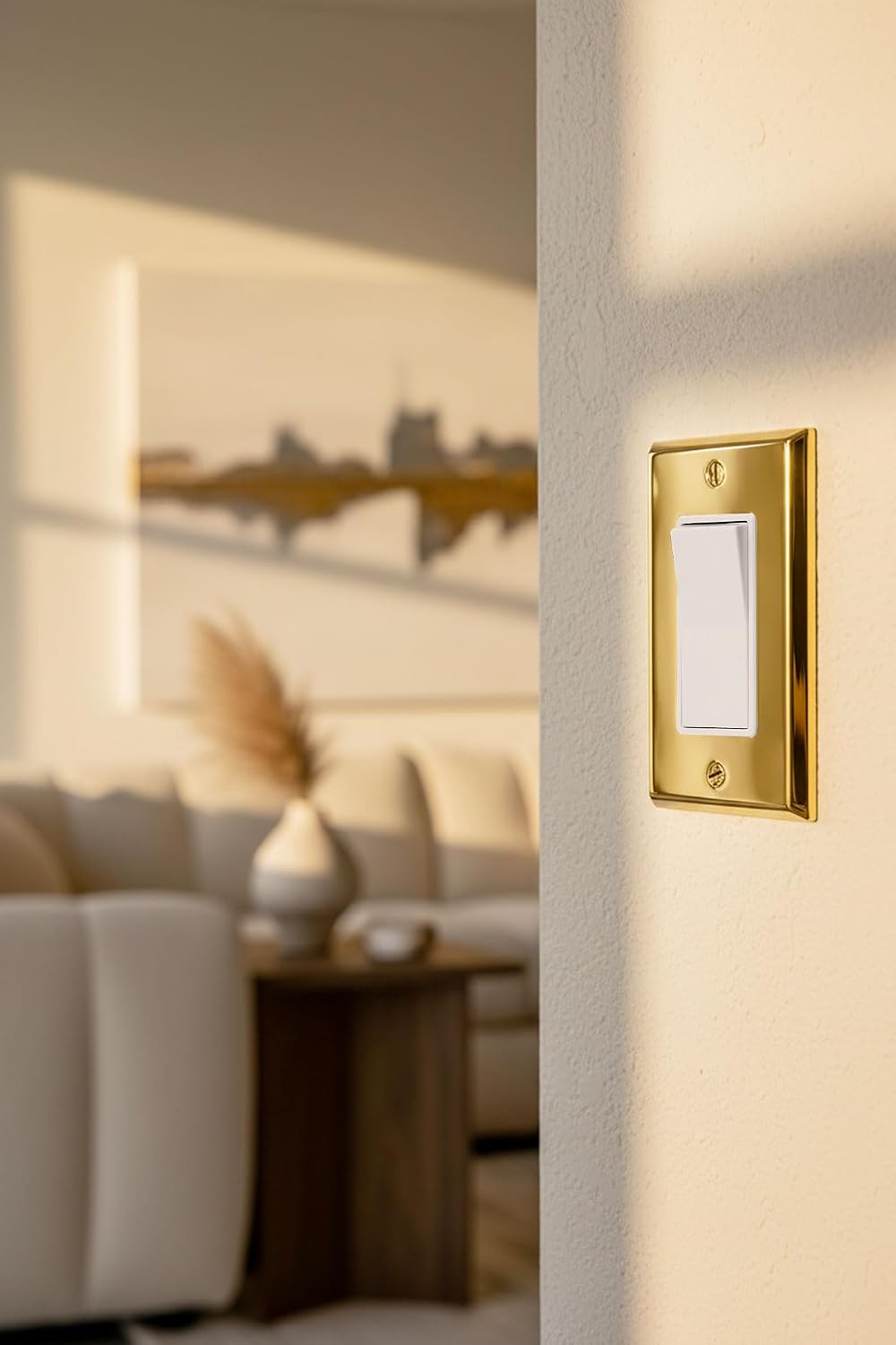 Rio Salto BRASS High Polished Gold Single Rocker Decorator Light Switch Cover – Signature Collection Premium Outlet