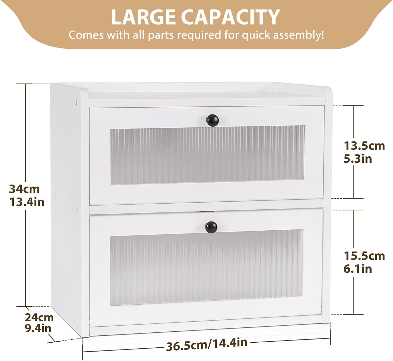 Sunhoo Bread Box for Kitchen Countertop Wooden Bread Storage Container Bin 2 Layer Breadbox Holder Large Capacity