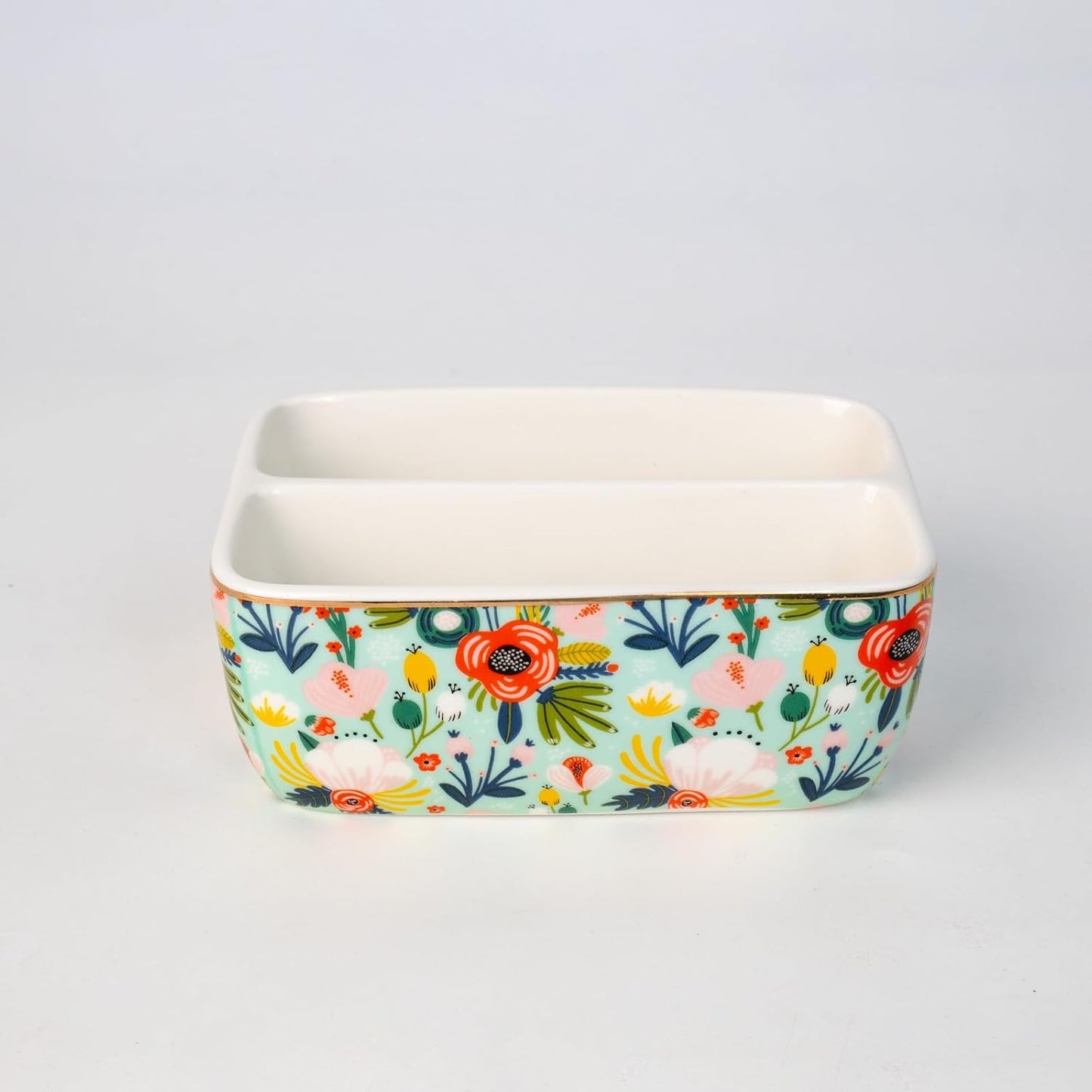 2 Compartments Ceramic Sponge Holder / Mint Green