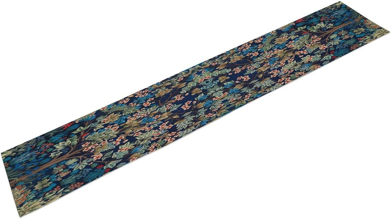 William Morris Floral Table Runner William Morris Art Retro Design Pattern Printed Linen Table Runner for Home Kitchen