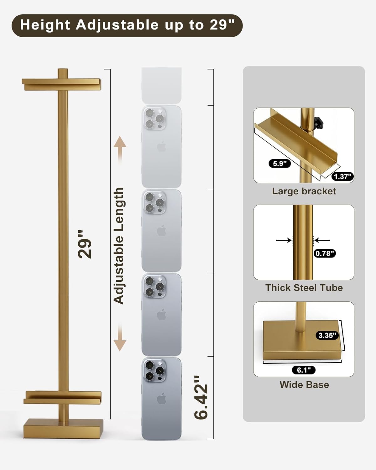 Adjustable Tabletop Easel Stand, Picture Easels for Display Up to 29" H, Metal Picture Frame Holder Stand Table for