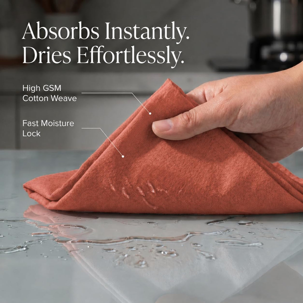 Urban Villa Kitchen Towels Cotton Dish Towels 20”x30” (Set of 6) Rust