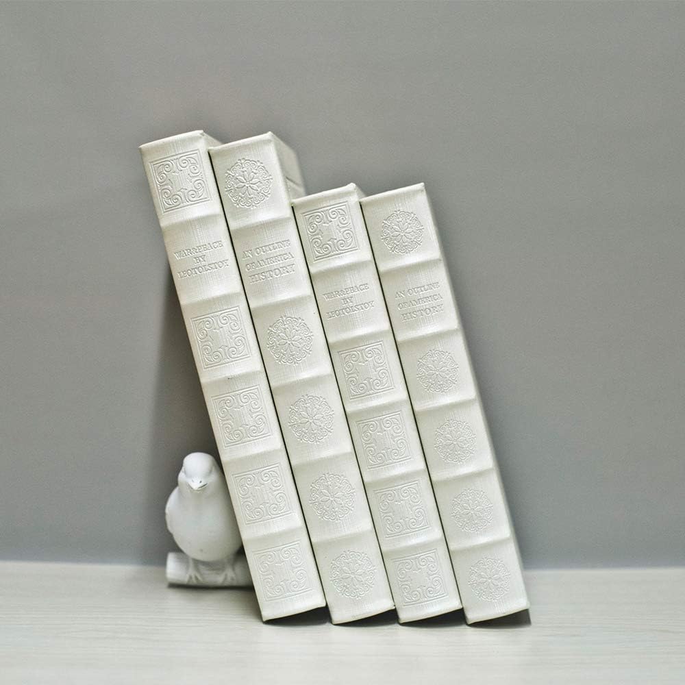Faux Leather Book Boxes for Decoration Display Coffee Table and Shelf Décor / 104 L+S / White
