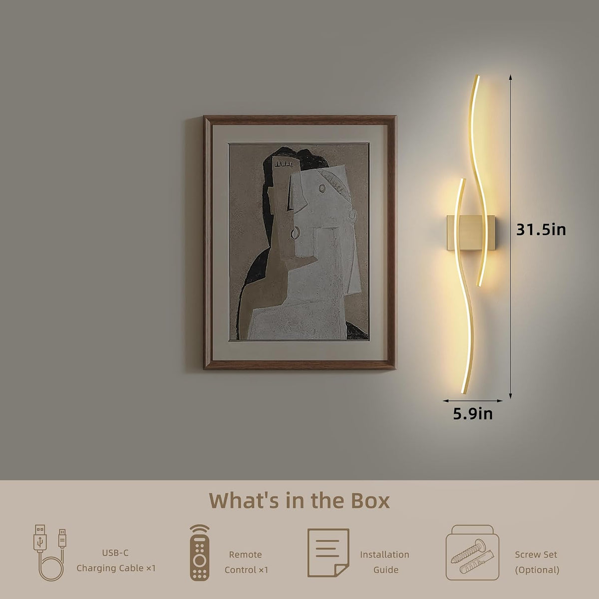 Wireless Wall Sconces Set of Two, Dimmable, 3CCT, Up to 65H Runtime | 3 Color Temps, Stepless Dimming, Timer, Modern